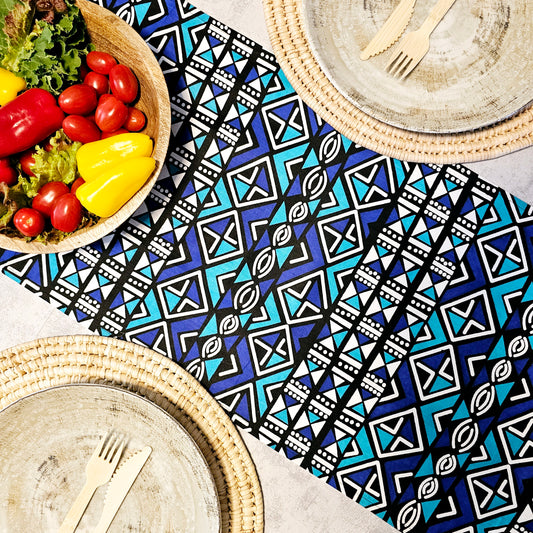 Table Runner and Set of 8 Napkins | 100% Cotton African Print Fabric