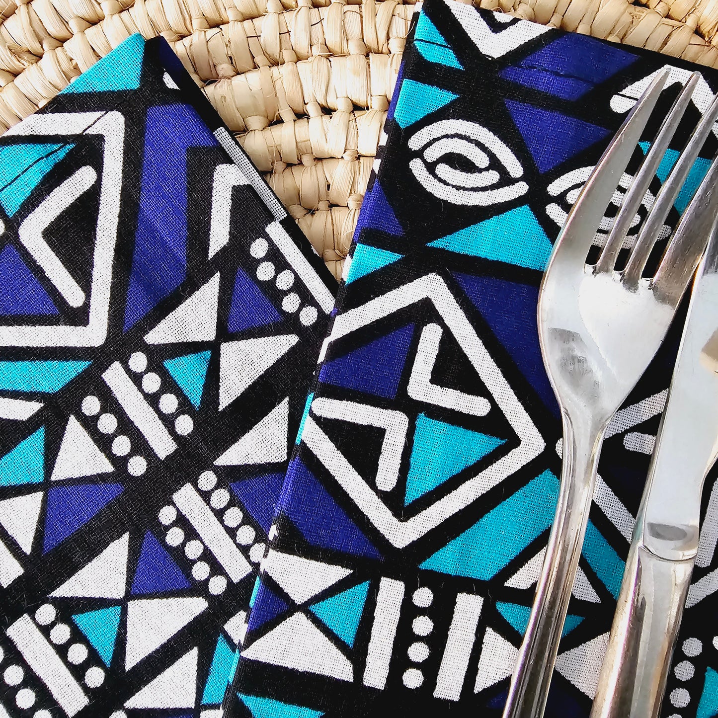 Set of 4 | 8 Napkins | 40x40cm | Ankara Wax 100% Cotton