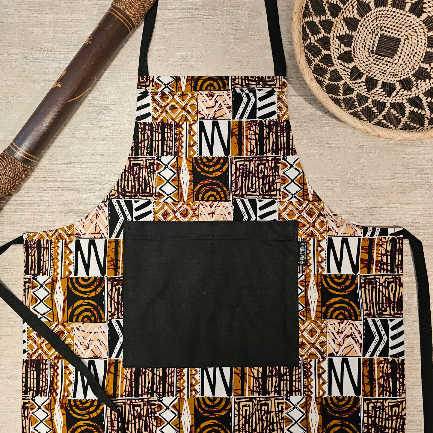 Handmade African Print Apron with Pocket | 100% Cotton Fabric