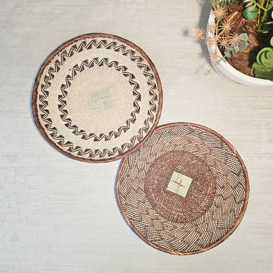Set of 2 Handmade African Wall Baskets | Zimbabwe Baskets | Boho Wall Decor | 2B