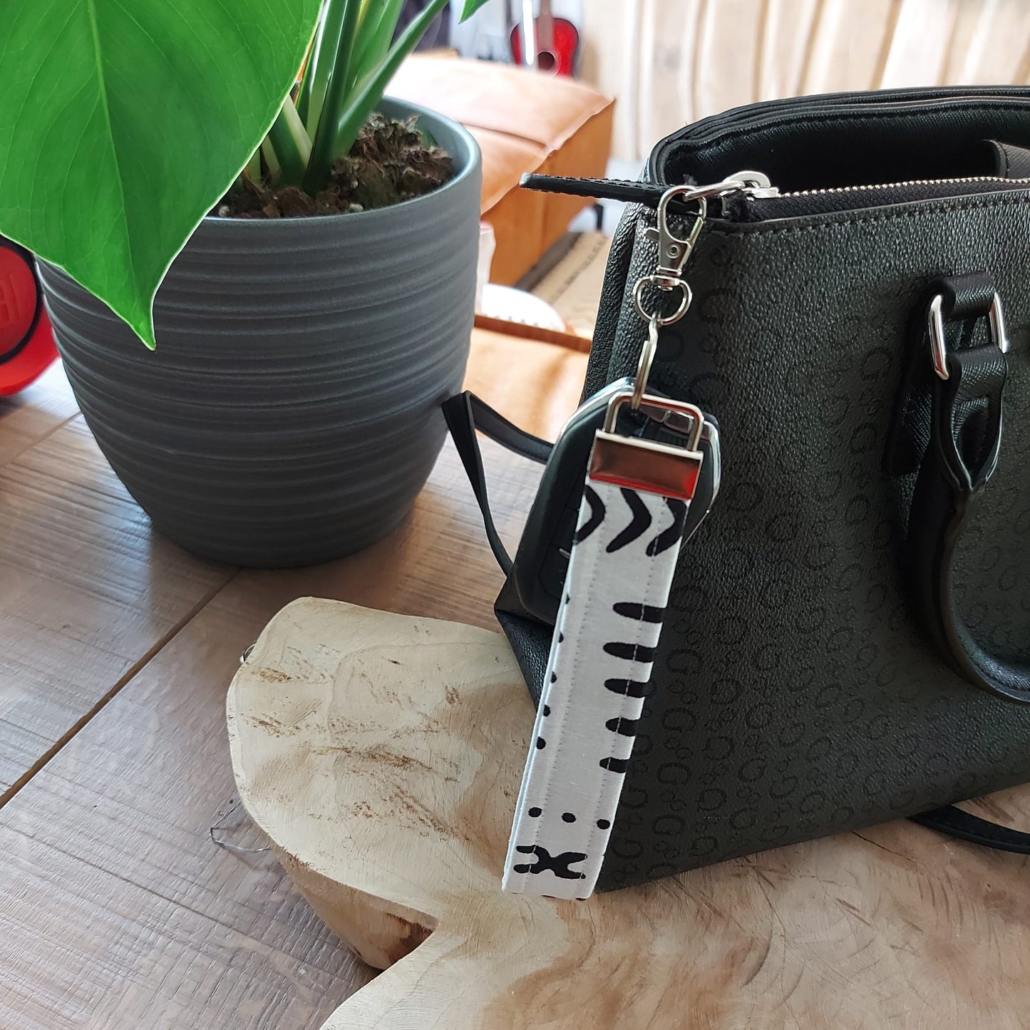 African Print and Leather Key Fob | Wristlet | Key Holder