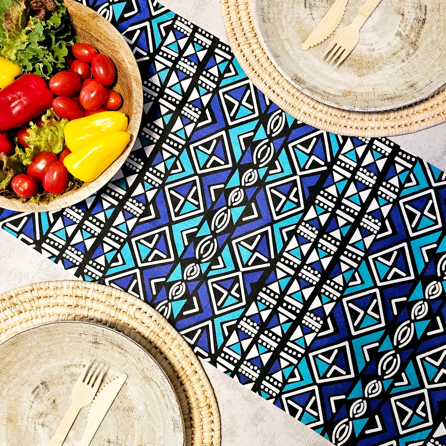 Handmade Table Runner 160x35cm | 180x35 | 200x35cm | African Print "Mudcloth" Bogolan Inspired Print  Made from 100% African Print Fabric