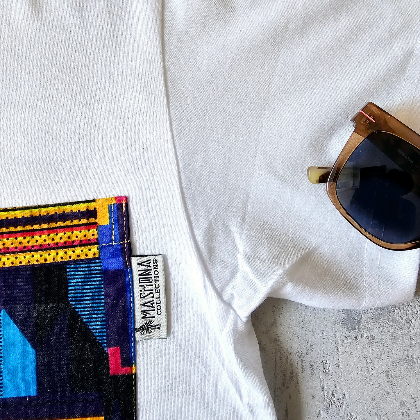 Africa Print Detailed T-Shirt | Ankara Detail and Pocket