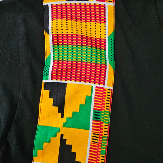 Africa Print Detailed T-Shirt | Bogolan Print Detail and Pocket