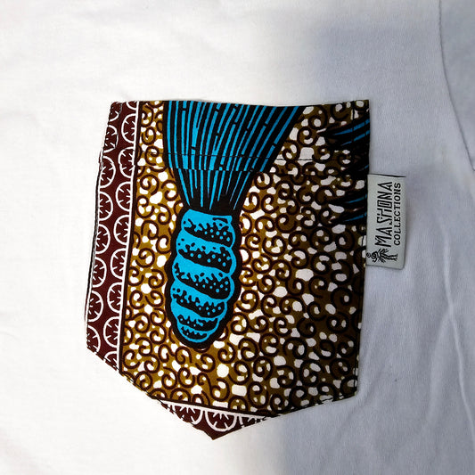 Africa Print Detailed T-Shirt | Ankara Detail and Pocket