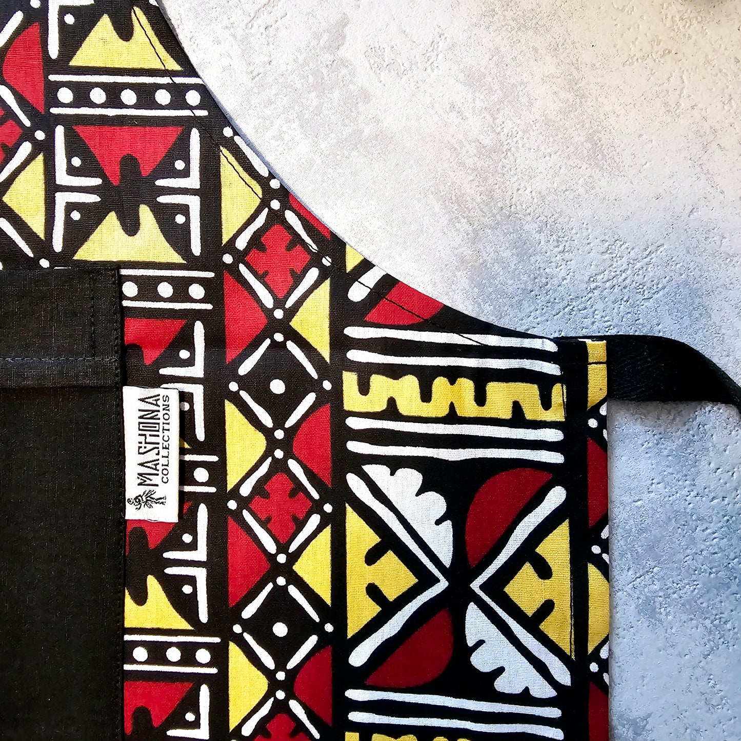 Handmade Kente Bogolan Print | African Print Apron with Pocket