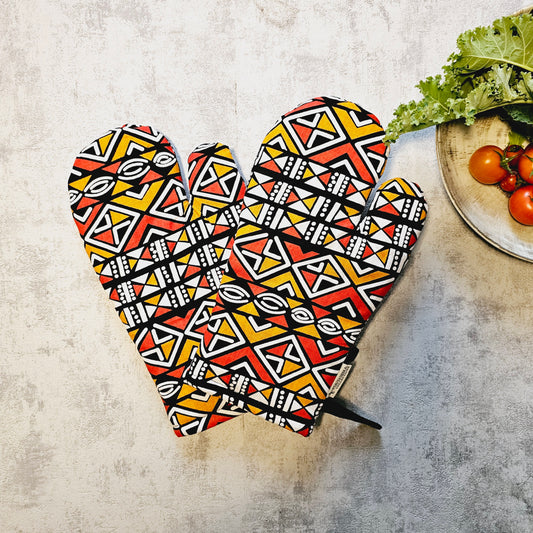 Set of 2 Oven Gloves | African Print 100% Cotton Fabric