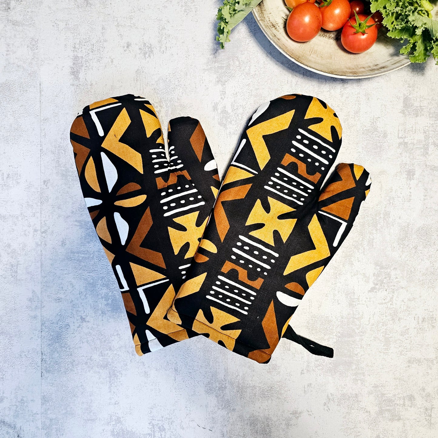 Set of 2 Handmade "Mudcloth" Bogolan Print Inspired African Print Oven Glove