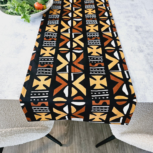 Handgemaakte Afrikaanse Print"Mudcloth"Bogolan Geïnspireerde Print Tafelloper Gemaakt van 100% Afrikaanse Print Stof