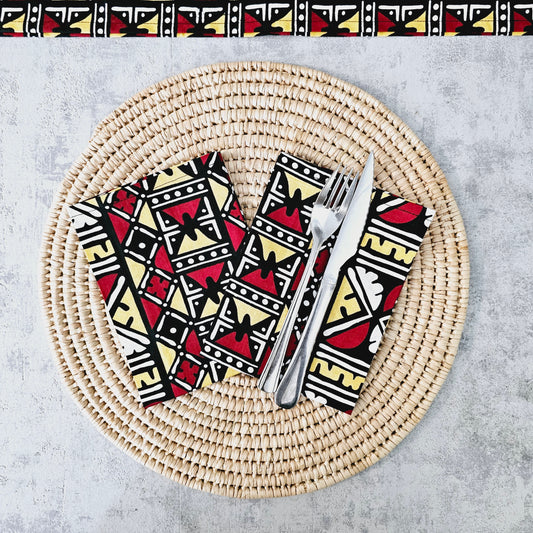 Set of 4 | 8 Napkins | 40x40cm | African Print, Ankara Wax, 100% Cotton