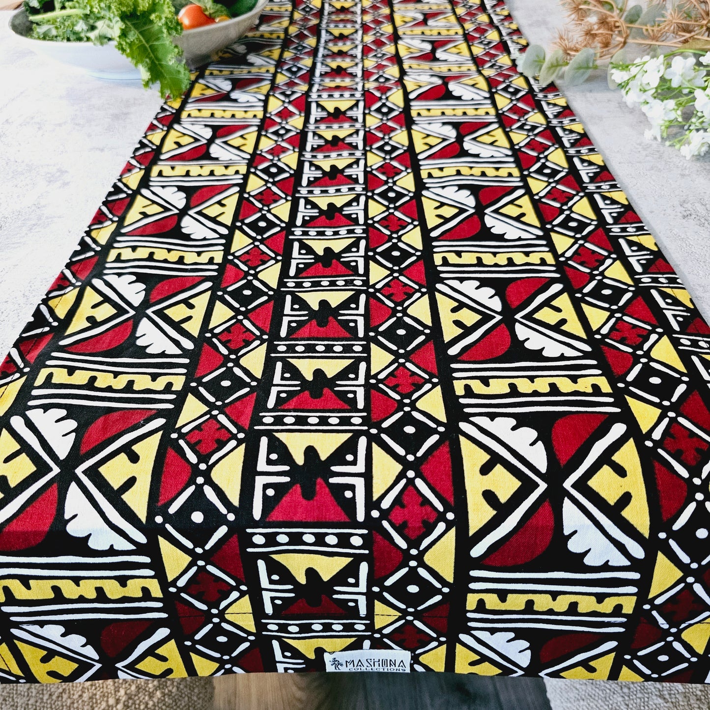 Handmade Table Runner 160x35cm | 180x35 | 200x35cm | African Print "Mudcloth" Bogolan Inspired Print  Made from 100% African Print Fabric