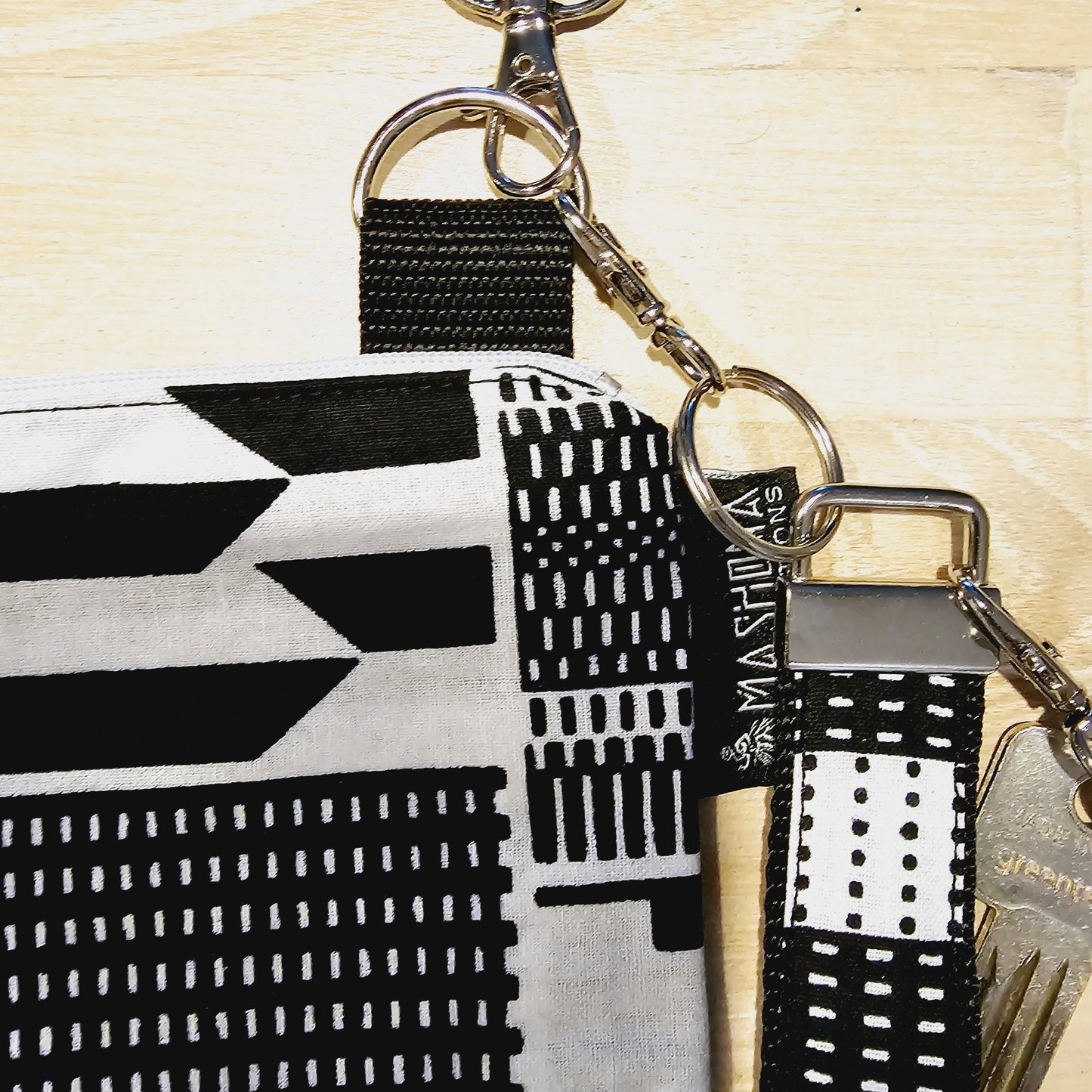 Handmade Phone Bag and Keyfob Set  | African Ankara Print Fabric | Vegan Leather Detail | Adjustable Shoulder Strap