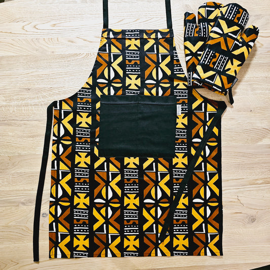 Handmade Apron and Matching Oven Gloves Set