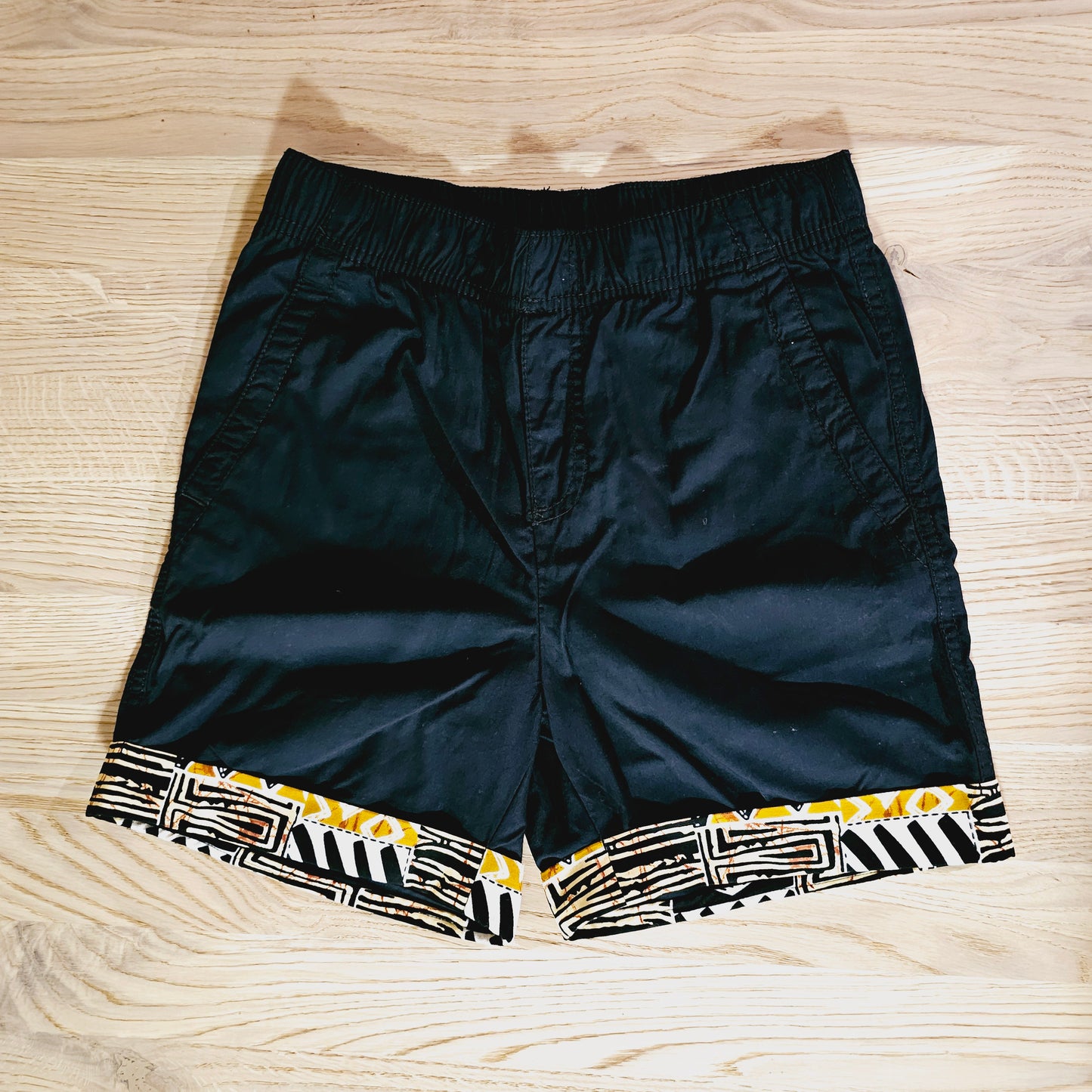 Cotton Pull-on Shorts with African Print Detail for Toddlers and Teens