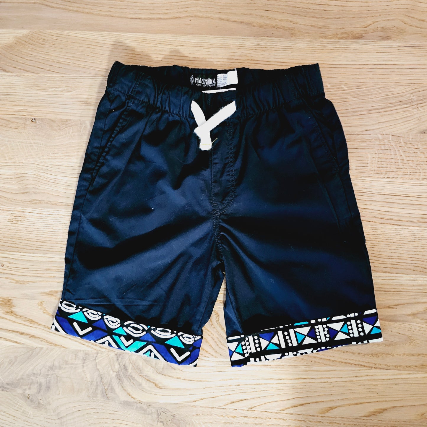 Cotton Pull-on Shorts with African Print Detail for Toddlers and Teens