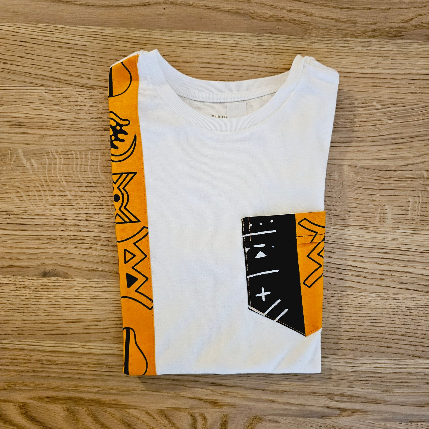 Kids T-shirt with African Ankara Print Detail | 100% cotton