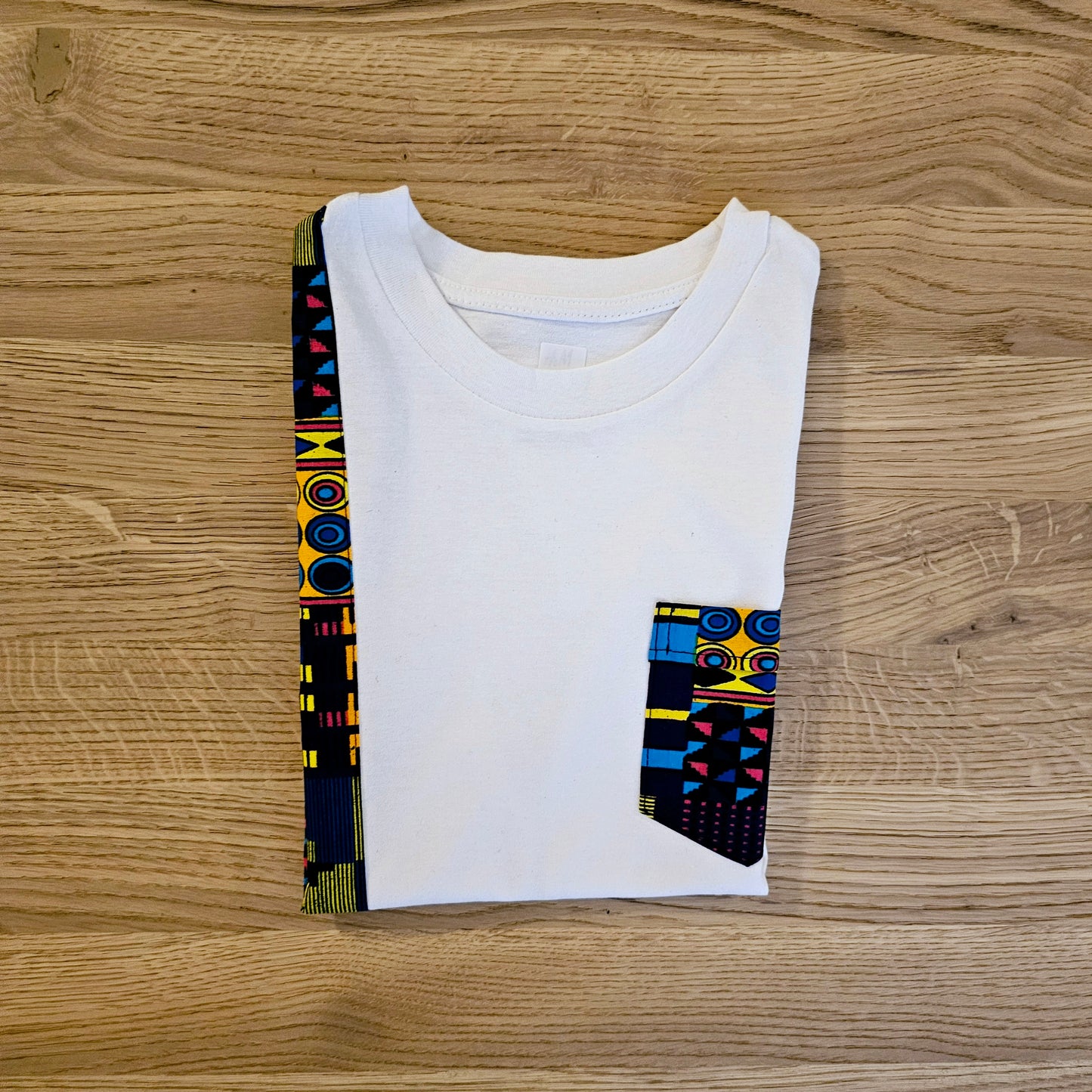 Kids T-shirt with African Ankara Print Detail | 100% cotton