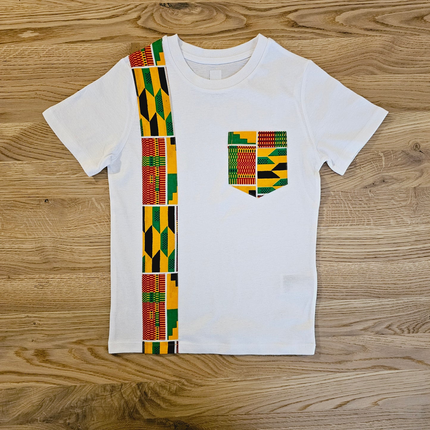 Kids T-shirt with African Ankara Print Detail | 100% cotton