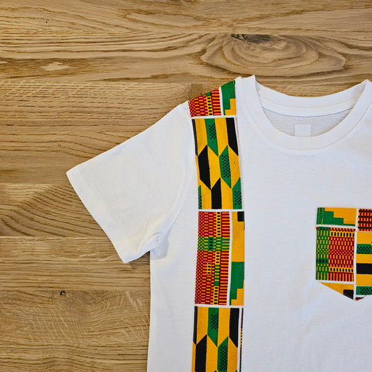 Kids T-shirt with African Ankara Print Detail | 100% cotton