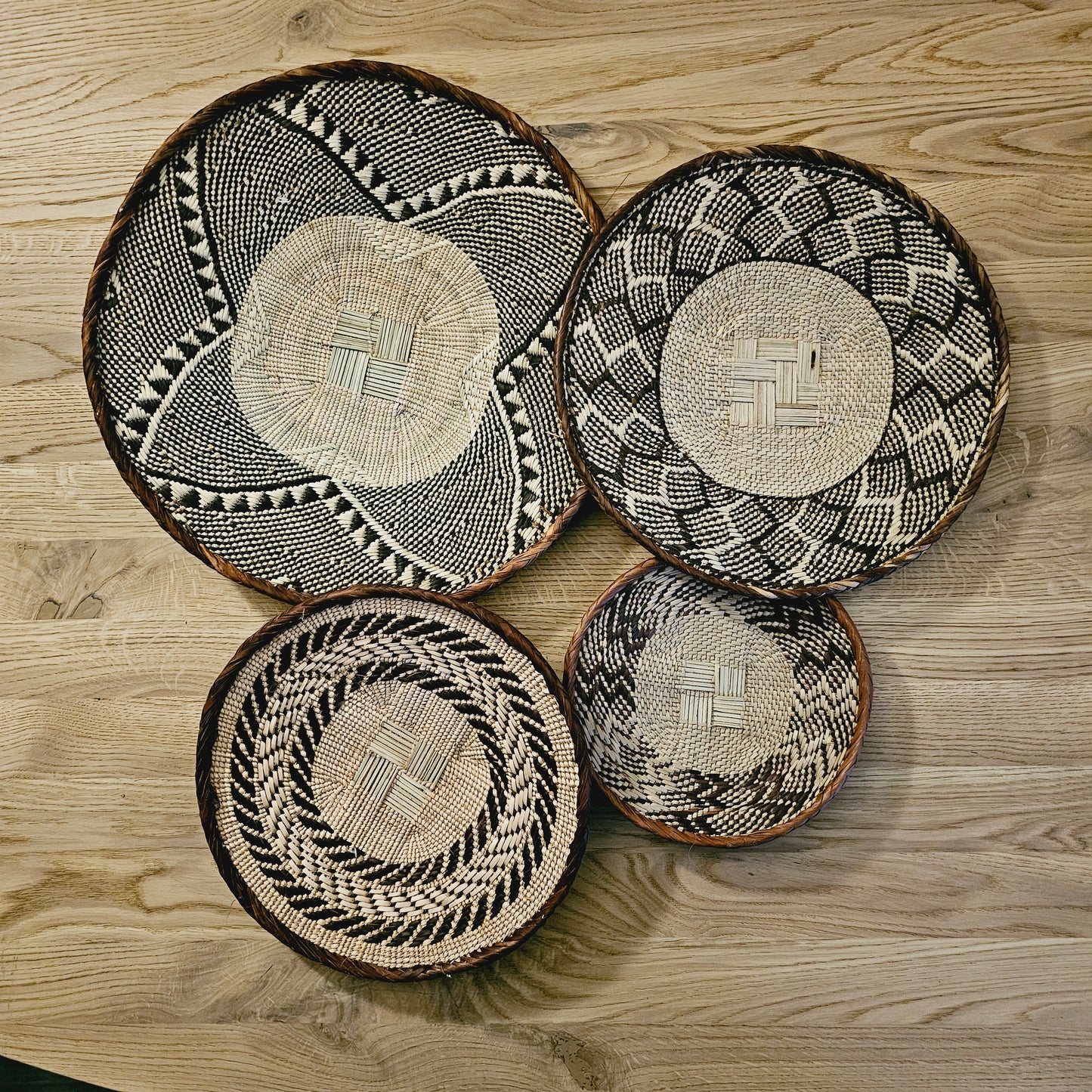 Set of 4 Handmade African Baskets Zimbabwe | Boho Wall Decor 4A