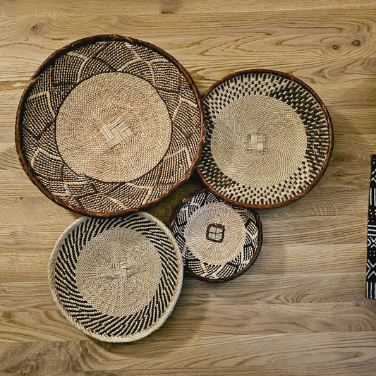 Set of 4 Handmade African Baskets Zimbabwe | Boho Wall Decor | 4B