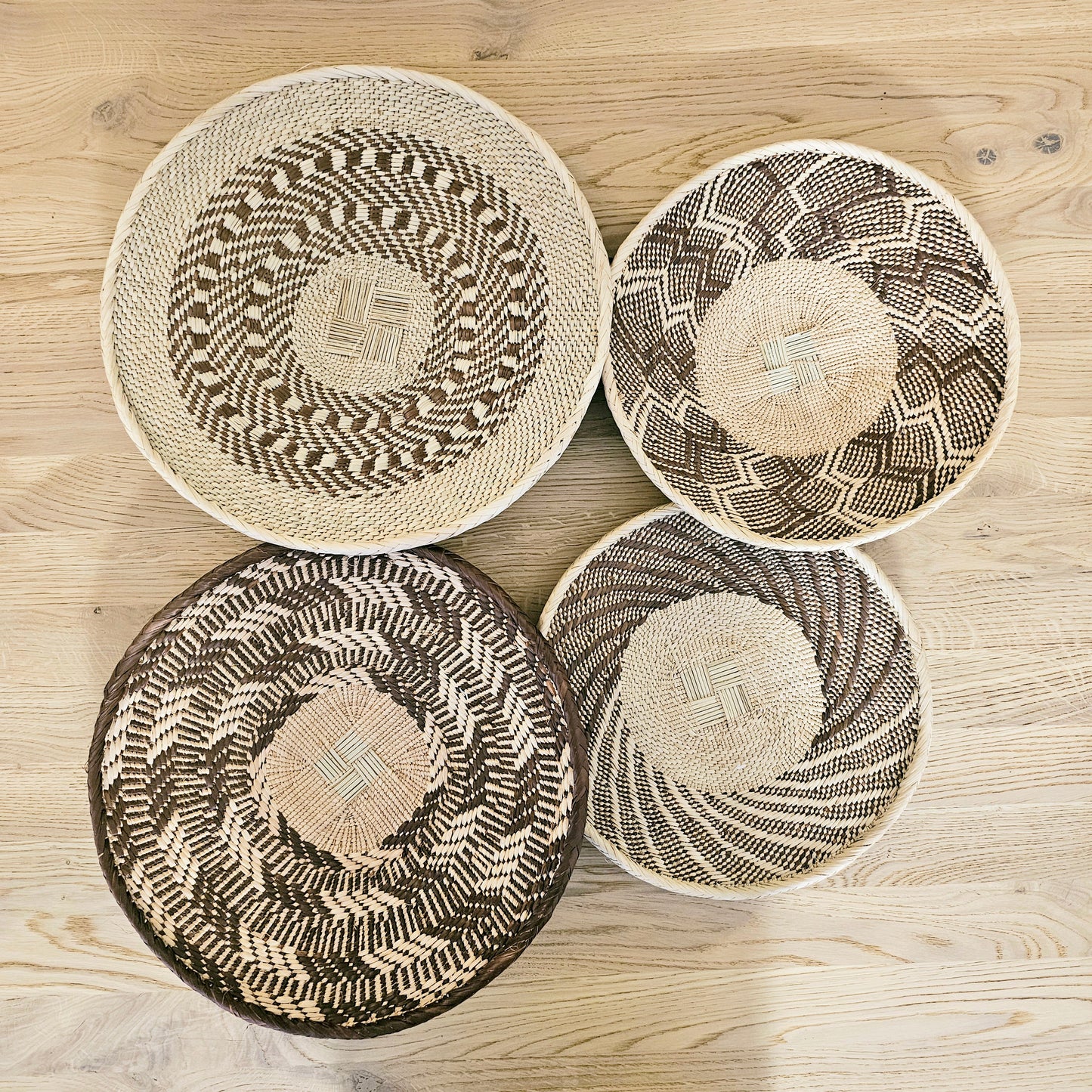 Set of 4 Handmade African Baskets Zimbabwe | Boho Wall Decor | 4B