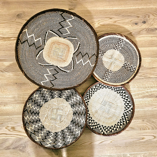 Set of 4 Handmade African Baskets Zimbabwe | Boho Wall Decor | 4B