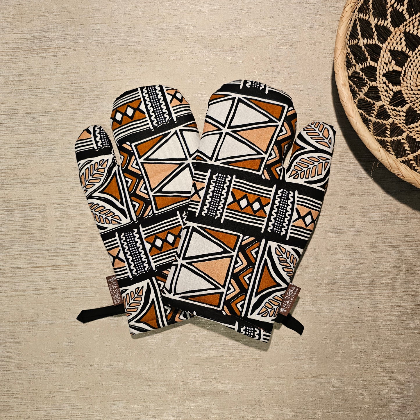 Apron and Matching Oven Gloves Set | 100% Cotton African Print Fabric