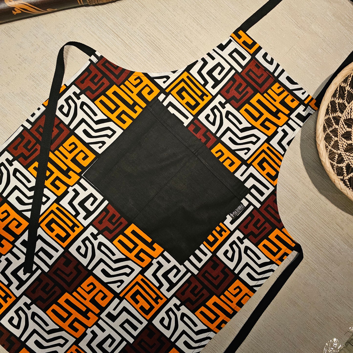 Handmade African Print Apron with Pocket | 100% Cotton Fabric