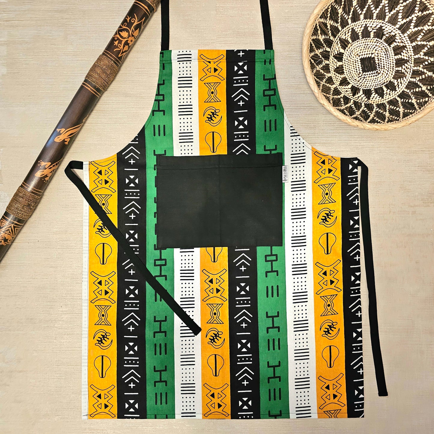 African Print Apron with Pocket | 100% Cotton Fabric