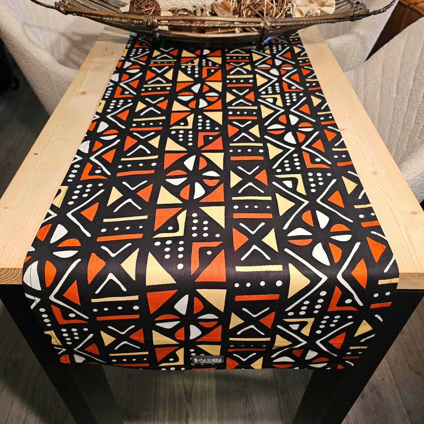 Handgemaakte Afrikaanse Print"Mudcloth"Bogolan Geïnspireerde Print Tafelloper Gemaakt van 100% Afrikaanse Print Stof