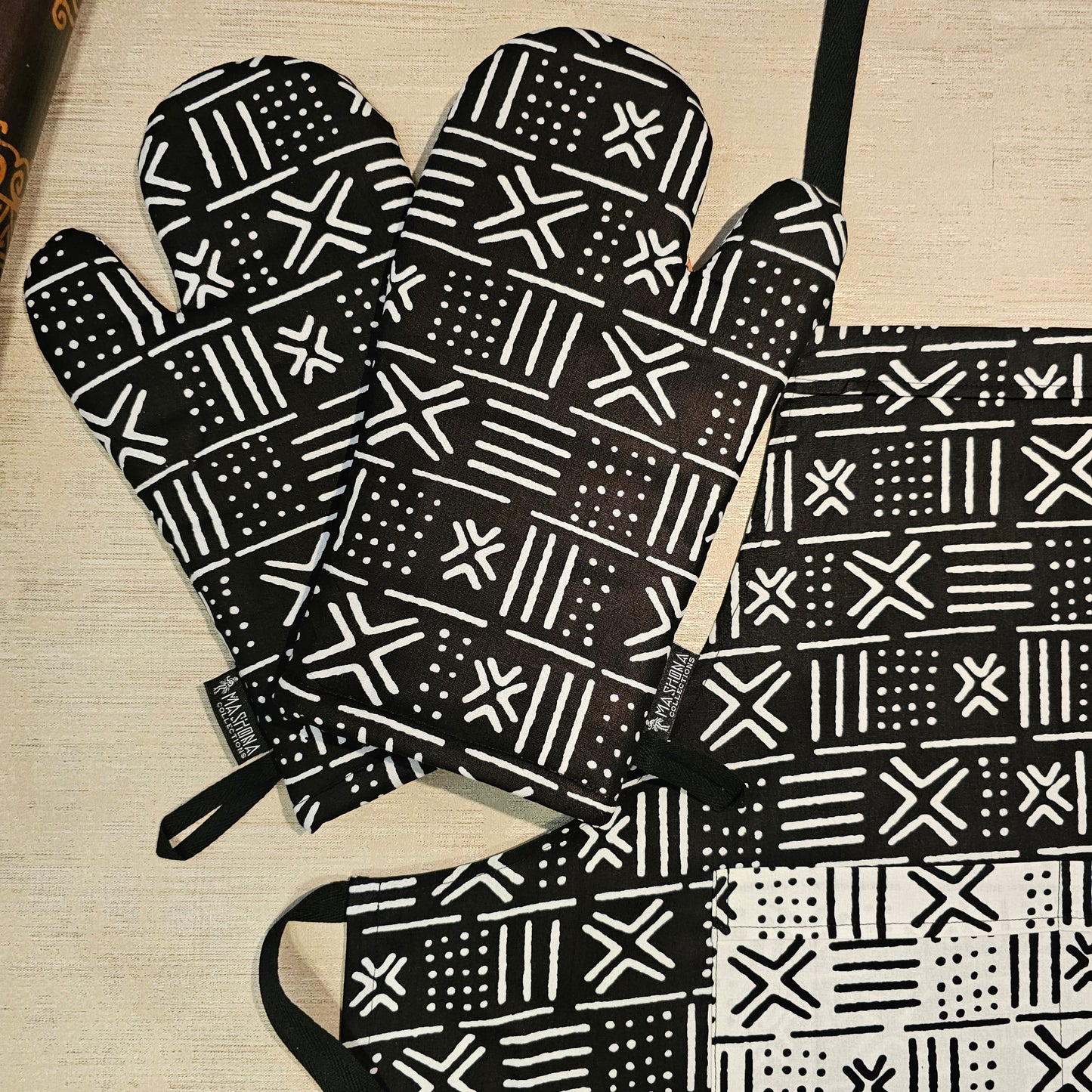 Apron and Matching Oven Gloves Set | 100% Cotton African Print Fabric