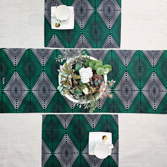 Table Runner and Set of 4 Placemats | 100% Cotton African Print Fabric