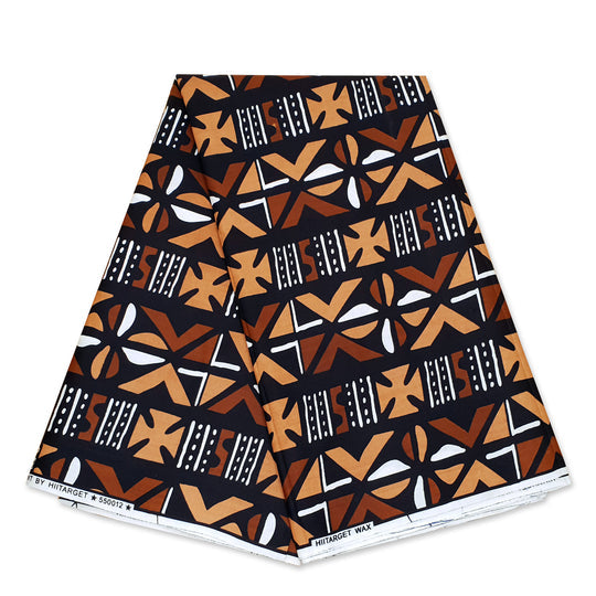 6 Yards | African Print "Mudcloth" Bogolan Inspired Print Fabric 100% Cotton | Ankara Fabric