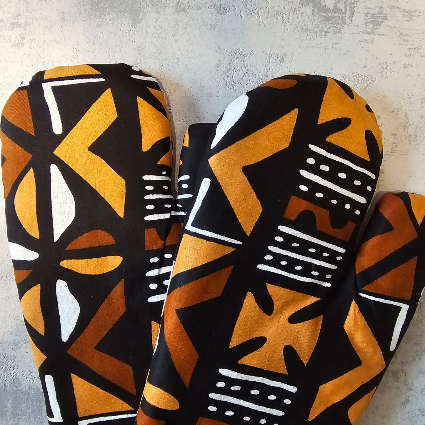 Set of 2 Handmade "Mudcloth" Bogolan Print Inspired African Print Oven Glove