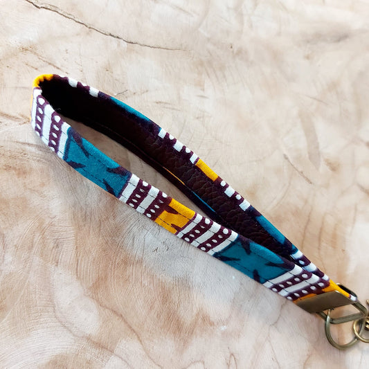 African Print and Leather Key Fob | Wristlet | Key Holder