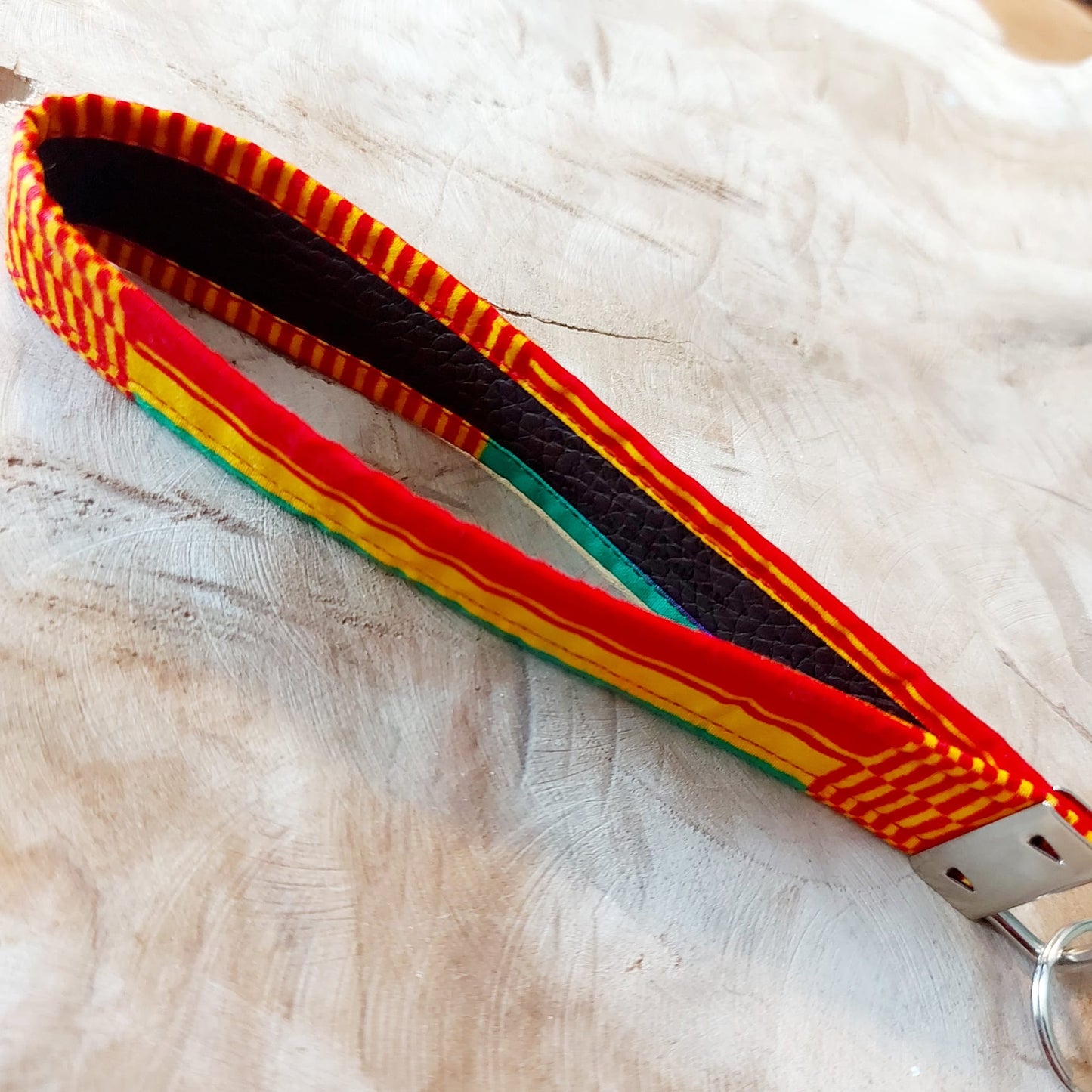 African Print and Leather Key Fob | Wristlet | Key Holder