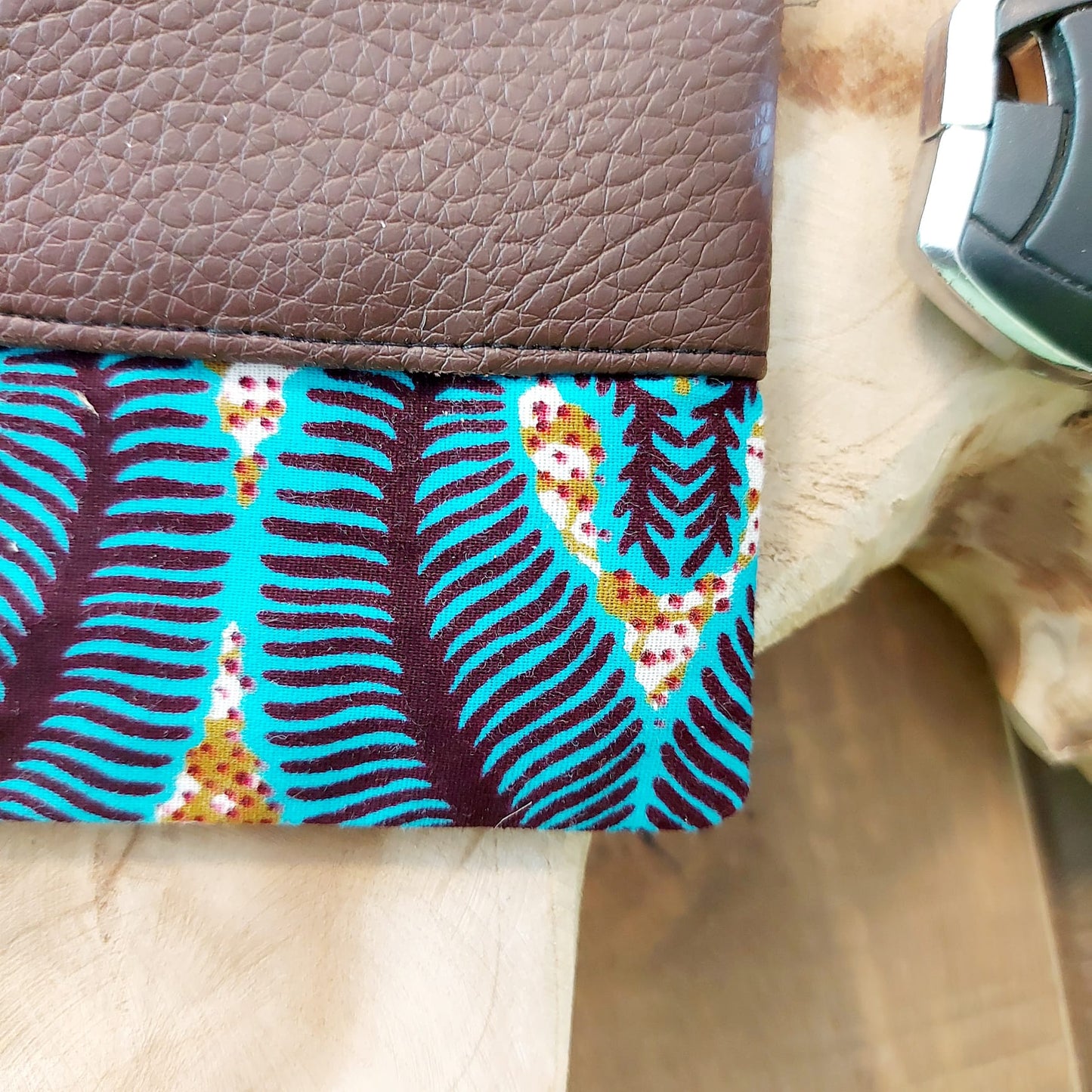 African Print Zipper Pouch | Make-up Bag | Pencil Case | Vegan Leather Detail