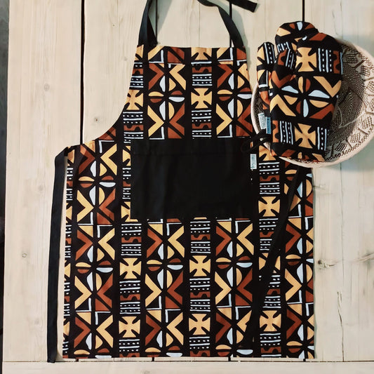 Handmade Apron and Oven Gloves Set | Made from 100% African Print Cotton | African Print Apron